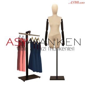 ASM-680 Özel Standlı Pantolon Giyebilen Kukla Kollu Bayan Terzi Mankeni
