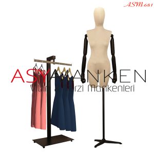 ASM-681 Özel Standlı Pantolon Giyebilen Kukla Kollu Bayan Terzi Mankeni