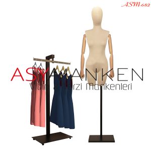ASM-682 Özel Standlı Pantolon Giyebilen Kukla Kollu Bayan Terzi Mankeni