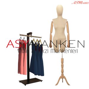 ASM-683 Özel Standlı Pantolon Giyebilen Kukla Kollu Bayan Terzi Mankeni