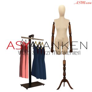 ASM-684 Özel Standlı Pantolon Giyebilen Kukla Kollu Bayan Terzi Mankeni