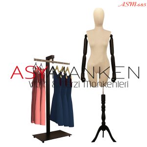 ASM-685 Özel Standlı Pantolon Giyebilen Kukla Kollu Bayan Terzi Mankeni