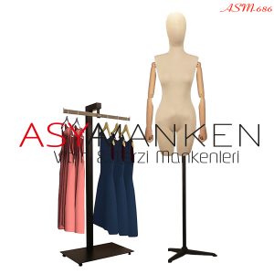 ASM-686 Özel Standlı Pantolon Giyebilen Kukla Kollu Bayan Terzi Mankeni