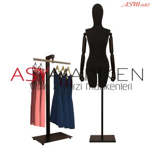 ASM-687 Özel Standlı Pantolon Giyebilen Kukla Kollu Bayan Terzi Mankeni