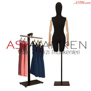 ASM-689 Özel Standlı Pantolon Giyebilen Kukla Kollu Bayan Terzi Mankeni