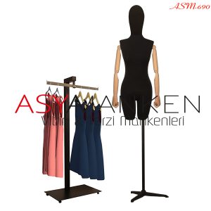 ASM-690 Özel Standlı Pantolon Giyebilen Kukla Kollu Bayan Terzi Mankeni