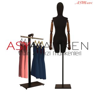 ASM-691 Özel Standlı Pantolon Giyebilen Kukla Kollu Bayan Terzi Mankeni