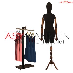 ASM-693 Özel Standlı Pantolon Giyebilen Kukla Kollu Bayan Terzi Mankeni
