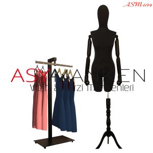 ASM-694 Özel Standlı Pantolon Giyebilen Kukla Kollu Bayan Terzi Mankeni