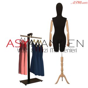 ASM-695 Özel Standlı Pantolon Giyebilen Kukla Kollu Bayan Terzi Mankeni