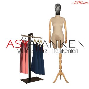 ASM-696 Özel Standlı Tel Kafa Pantolon Giyebilen Kukla Kollu Bayan Terzi Mankeni