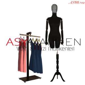 ASM-702 Özel Standlı Tel Kafa Pantolon Giyebilen Kukla Kollu Bayan Terzi Mankeni